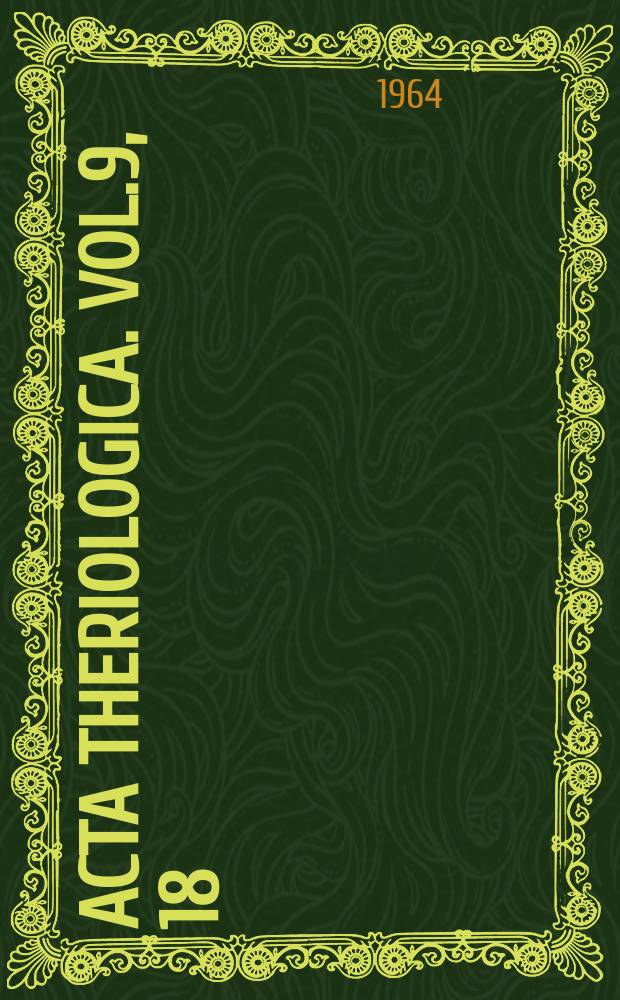 Acta theriologica. Vol.9, 18 : Studies on the European hare