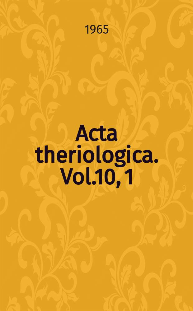 Acta theriologica. Vol.10, 1 : Studies on the European hare
