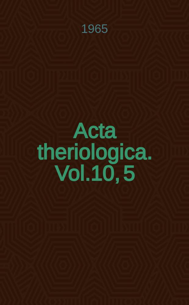 Acta theriologica. Vol.10, 5 : Studies on the European hare