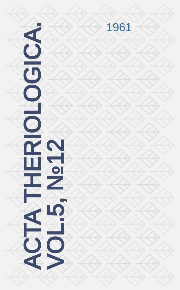 Acta theriologica. Vol.5, №12 : An attempt at assessing the duration of residence of small rodents in define forest area and the rate of interchange between Individuals