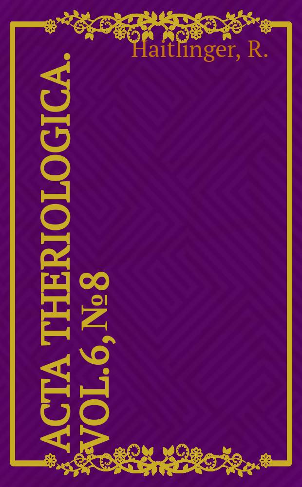 Acta theriologica. Vol.6, №8 : Morphological variability in Apodemus agrarius (Pallas 1771)