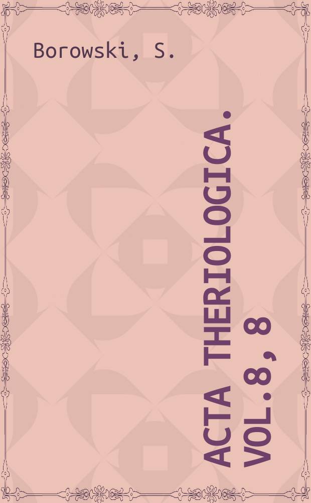 Acta theriologica. Vol.8, 8 : Moult of shrews (Sorex L.) under laboratory conditions