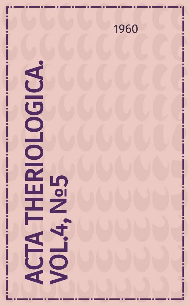 Acta theriologica. Vol.4, №5 : Problems of the morphology and zoogeography of the morphology and zoogeography of representatives of the genus Lemmus Link 1795 from the Palaearctic
