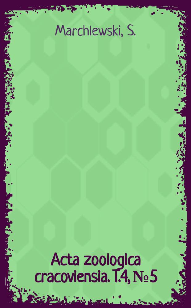 Acta zoologica cracoviensia. T.4, №5 : Kuropatwy (Perdix perdix Linn) z Doliny Pięciu Staw&oacute;w Polskich w Tatrach