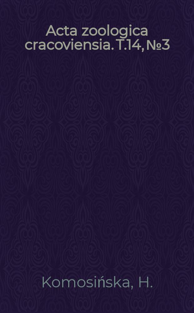 Acta zoologica cracoviensia. T.14, №3 : Studies on the genus Abgrallaspis Balachowska 1948, (Homoptera, Coccoidea, Diaspididae)