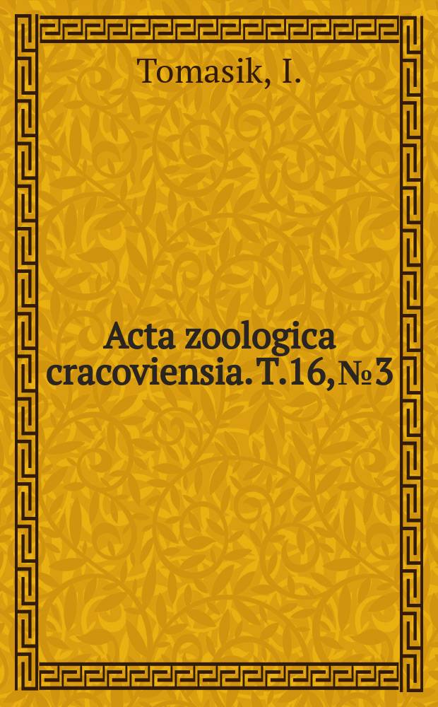 Acta zoologica cracoviensia. T.16, №3 : A comparative study on the morphological characters of adult specimens of the grass frog Rana temporaria temporaria Linnaeus, 1758 and moor frog Rana arvalis arvalis Nilsson, 1842