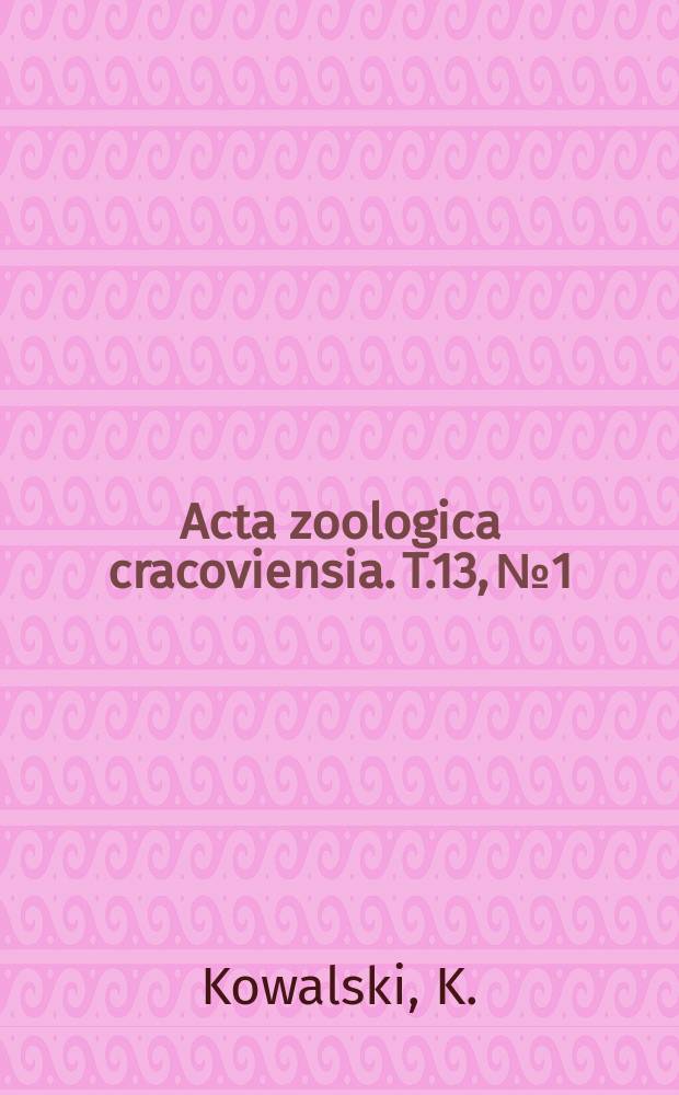 Acta zoologica cracoviensia. T.13, №1 : New data on the distribution of mammals in the Mongolian People's Republic
