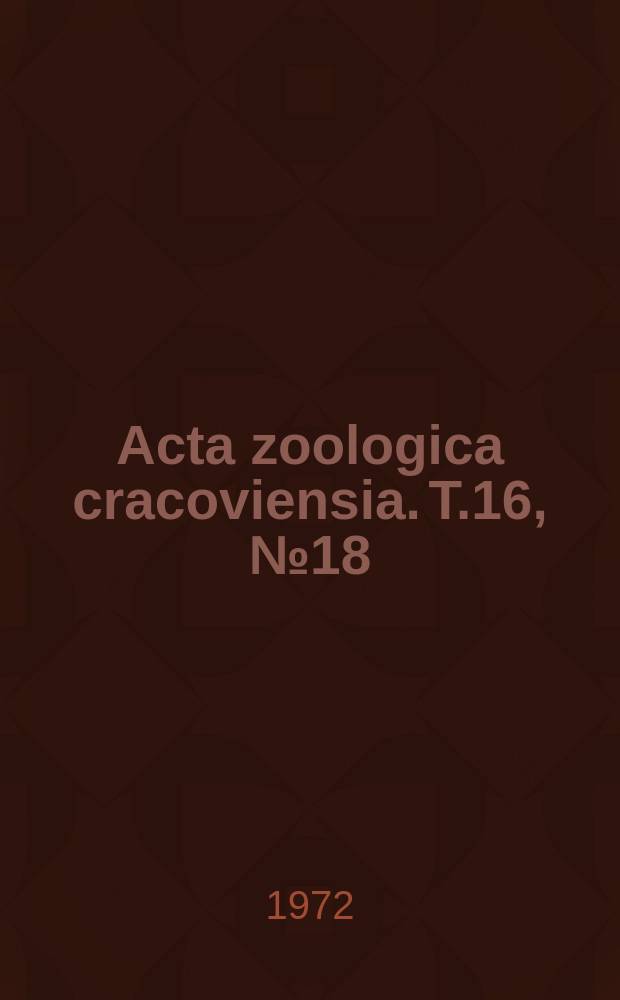 Acta zoologica cracoviensia. T.16, №18 : Daily flights of nooks Corvus frugilegus Linnaeus ...