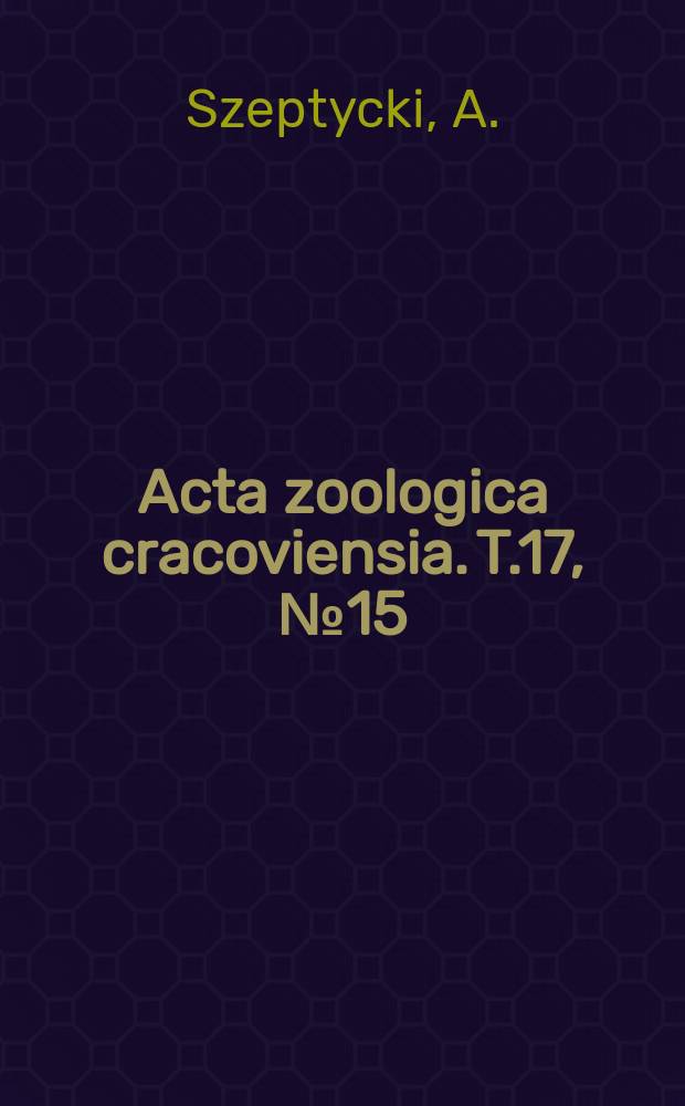 Acta zoologica cracoviensia. T.17, №15 : Morpho - systematic studies on Collembola