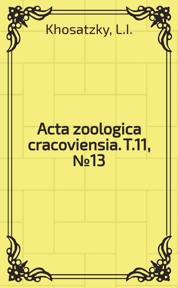 Acta zoologica cracoviensia. T.11, №13 : Fossil tortoises of the genus Geoemyda Gray, 1834 (s. lat.) of Europe
