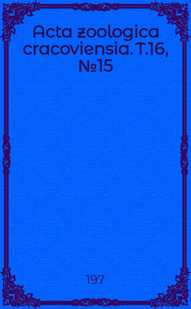 Acta zoologica cracoviensia. T.16, №15 : Niche and species diversity in temperate zone ...