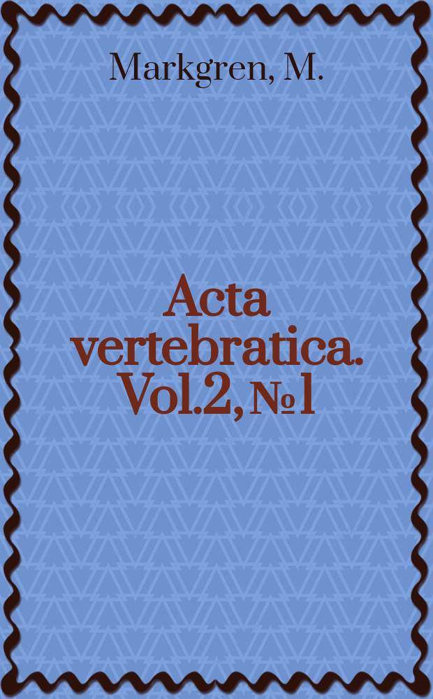 Acta vertebratica. Vol.2, №1 : Fugitive reactions in avian behavior