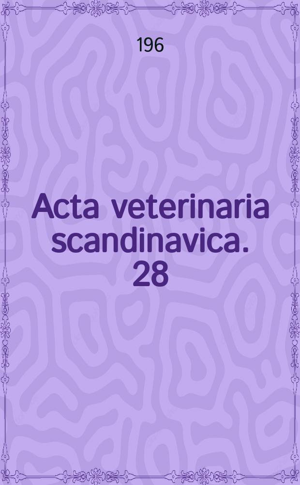 Acta veterinaria scandinavica. 28 : Studies on Eperythrzoon ovis - infection in sheep