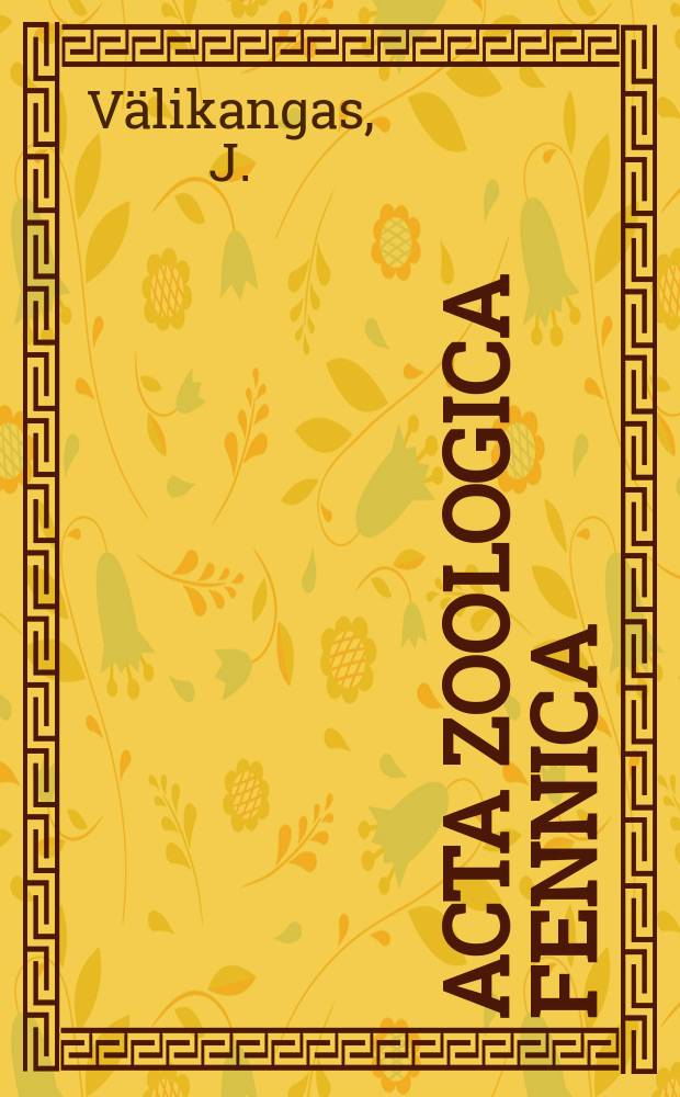 Acta zoologica fennica : Edidit Societas pro fauna et flora fennica. №1 : Planktologische Untersuchungen in Hafengebiet von Helsingfors