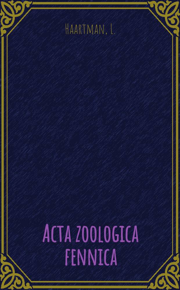 Acta zoologica fennica : Edidit Societas pro fauna et flora fennica. №67 : Der Trauerfliegenschnäpper