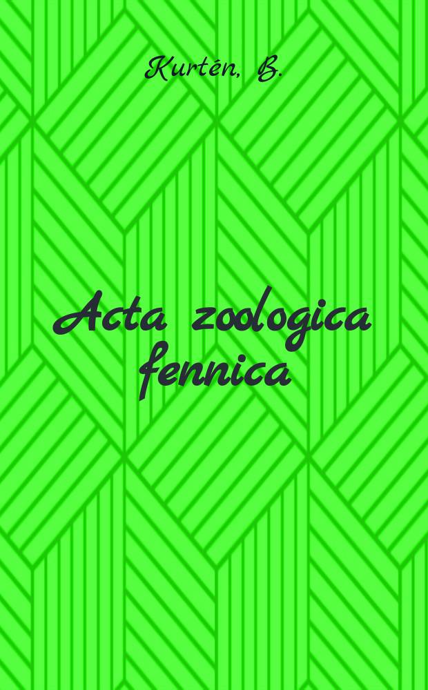 Acta zoologica fennica : Edidit Societas pro fauna et flora fennica. №95 : Life and death of the Pleistocene cave bear