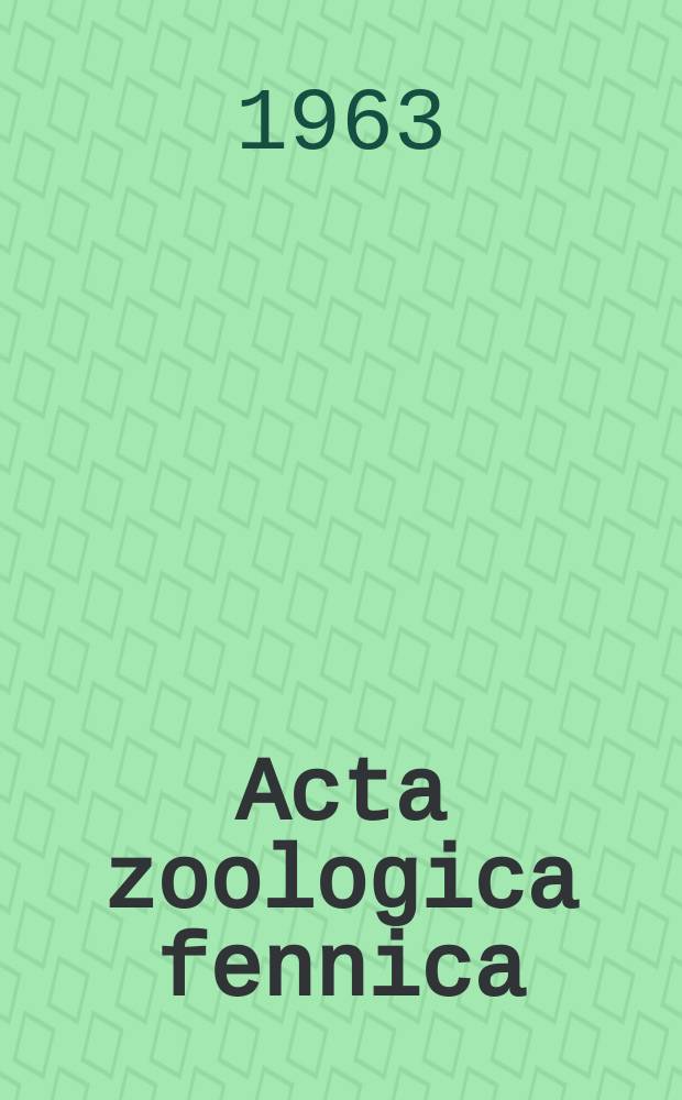 Acta zoologica fennica : Edidit Societas pro fauna et flora fennica. №104 : The International concentration in some hypotrichous ciliates and its dependence on the external concentration