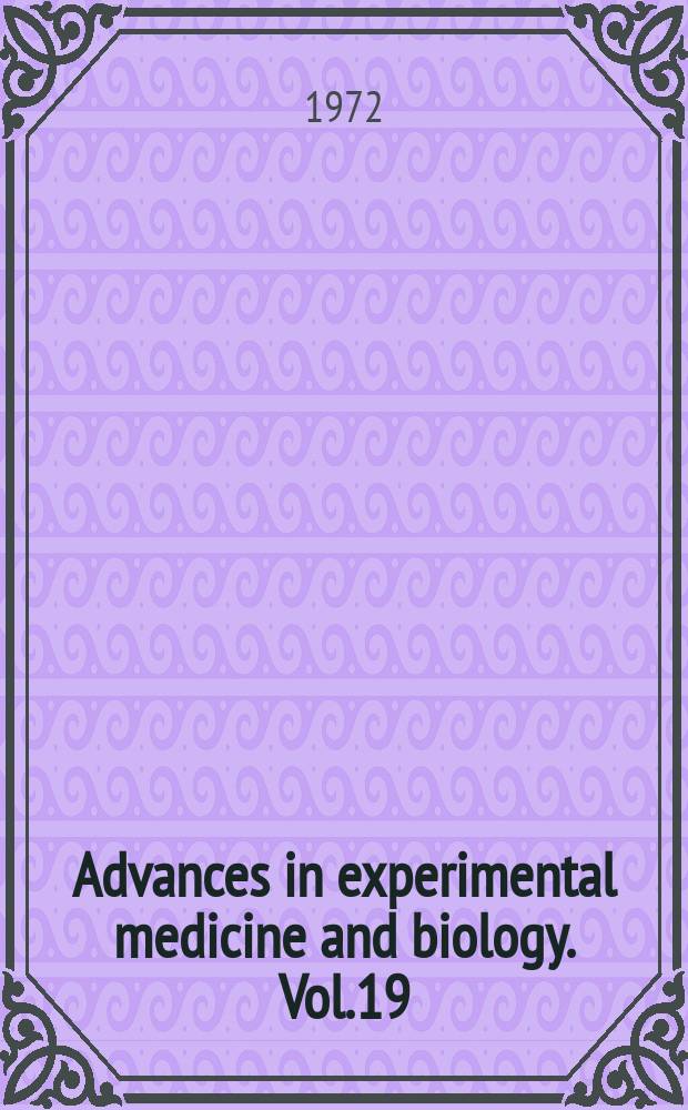 Advances in experimental medicine and biology. Vol.19 : Sphingolipids, sphingolipidoses and allied disorders