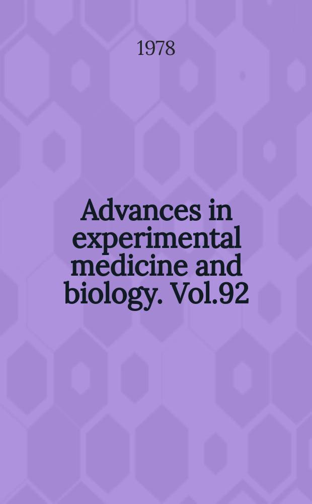 Advances in experimental medicine and biology. Vol.92 : Morris hepatomas