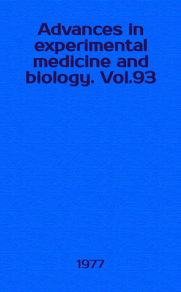 Advances in experimental medicine and biology. Vol.93 : Immunity blood parasite of animals and man
