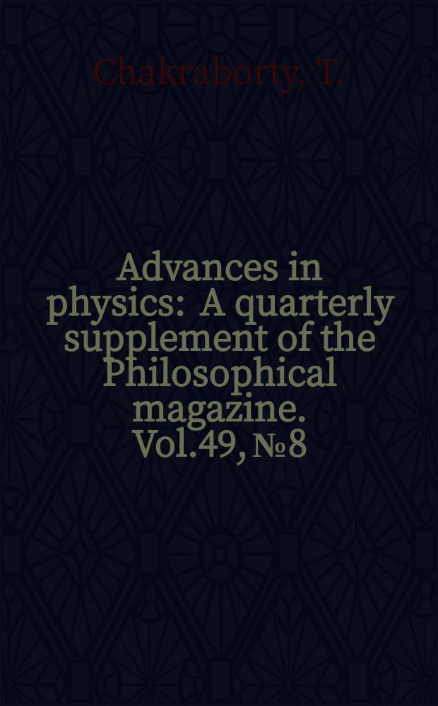 Advances in physics : A quarterly supplement of the Philosophical magazine. Vol.49, №8 : Electron spin transitions in quantum Hall systems