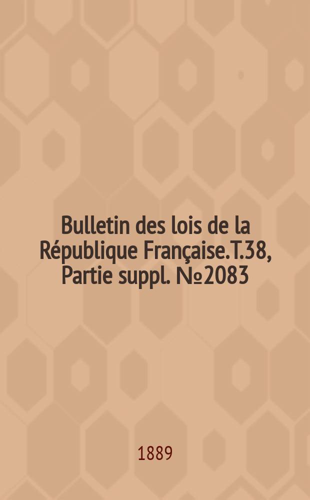 Bulletin des lois de la République Française. T.38, Partie suppl. №2083