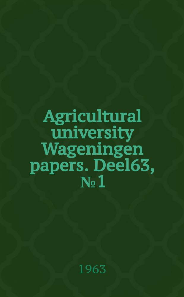 Agricultural university Wageningen papers. [Deel]63, [№]1 : A palinological investigation of soil profiles developed in cover sand