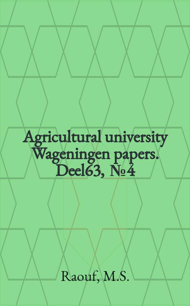 Agricultural university Wageningen papers. [Deel]63, [№]4 : Continuous mixing of solids