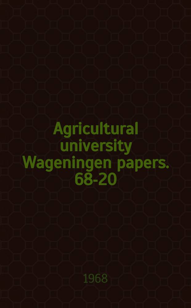 Agricultural university Wageningen papers. 68-20 : The comparison of hybrids on egg quality in a random sample test by means of an index
