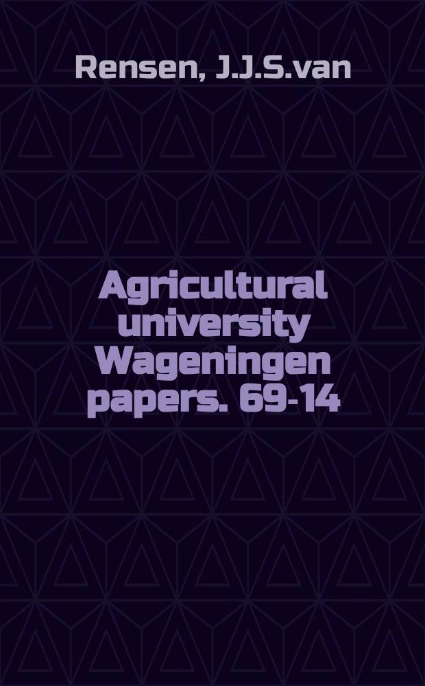 Agricultural university Wageningen papers. 69-14 : Effects of diquat on photosynthesis in Scenedesmus
