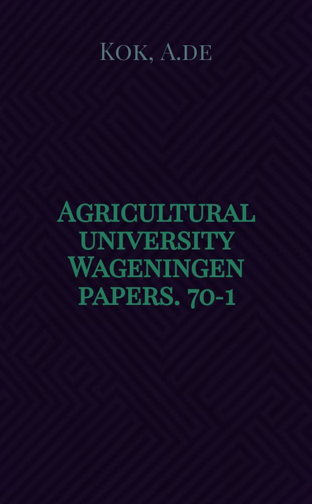 Agricultural university Wageningen papers. 70-1 : Studies on flavins and flavoproteins