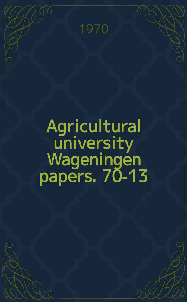 Agricultural university Wageningen papers. 70-13 : On a test for the difference between two correlation coeficients