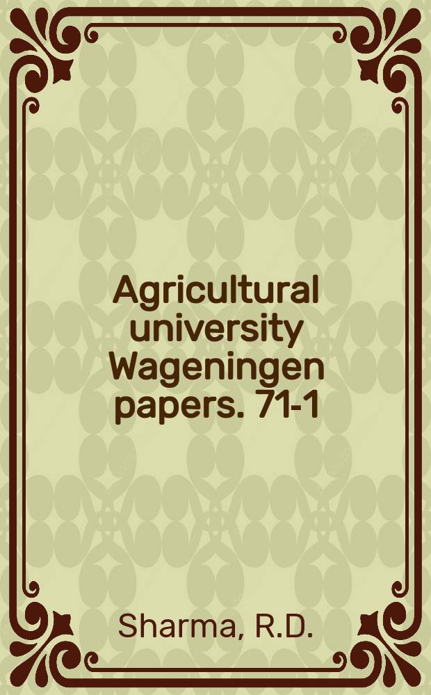 Agricultural university Wageningen papers. 71-1 : Studies on the plant parasitic nematode Tylen chohynchus dubius