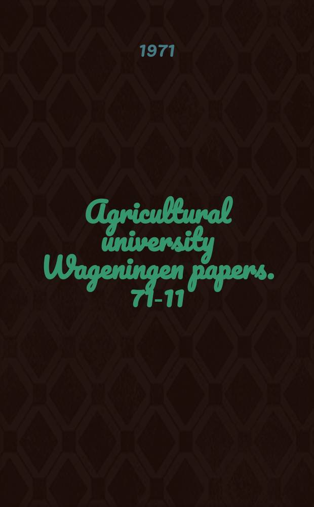 Agricultural university Wageningen papers. 71-11 : Nomograms for use with barr and Stroud dendrometer FP.15