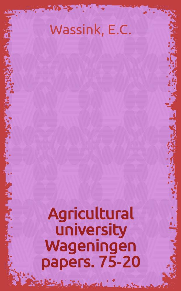 Agricultural university Wageningen papers. 75-20 : Different bundle bees visiting Digitalis ...