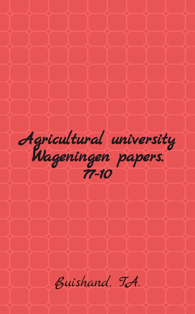 Agricultural university Wageningen papers. 77-10 : De variantie ...