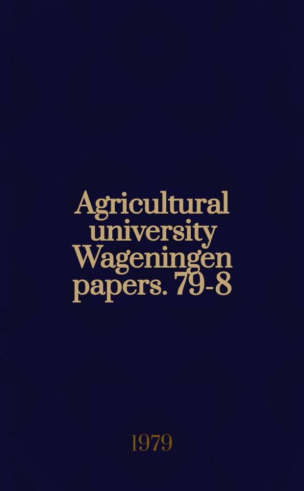 Agricultural university Wageningen papers. 79-8 : Features of a reciprocating sprout ...