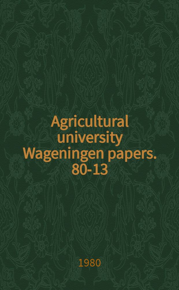 Agricultural university Wageningen papers. 80-13 : Growth of lettuce