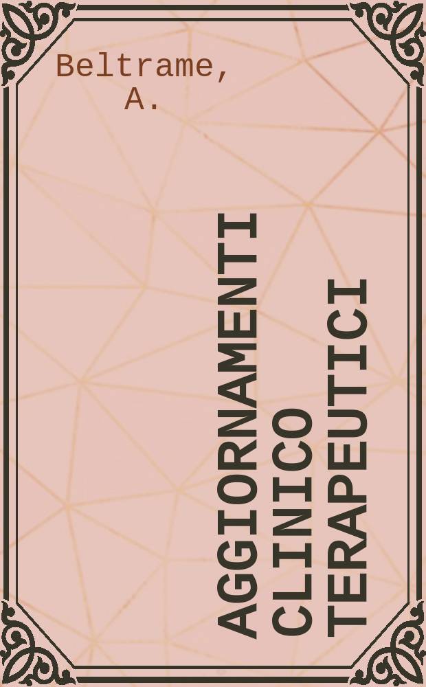 Aggiornamenti clinico terapeutici : Collana monografica mensile. Vol.11, №8 : Il trattamento pre e post-operatorio del neonato e del bambino