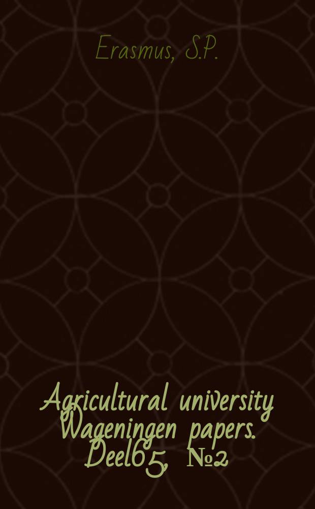Agricultural university Wageningen papers. [Deel]65, [№]2 : Vertraagde onverenigbaarheid bij die ent - kombinasie van tamatie op Datura stramonium