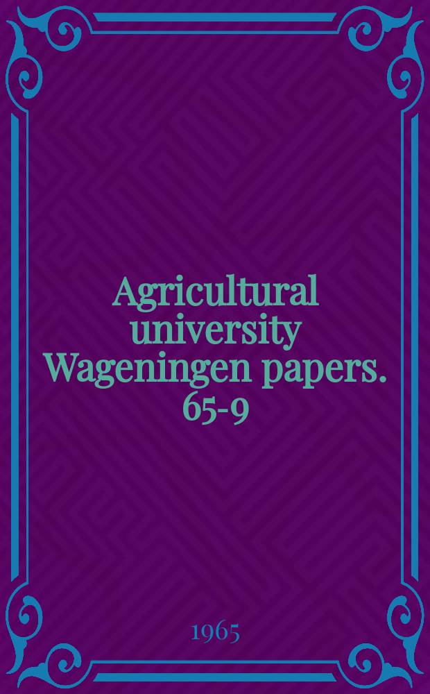 Agricultural university Wageningen papers. 65-9 : On the identification of feldspars in soils