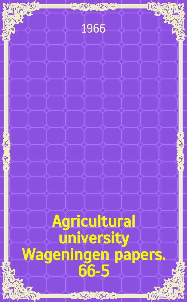 Agricultural university Wageningen papers. 66-5 : Analyse van het afvoerverloop van gebieden met hoofdzakelijk grondwater afvoer