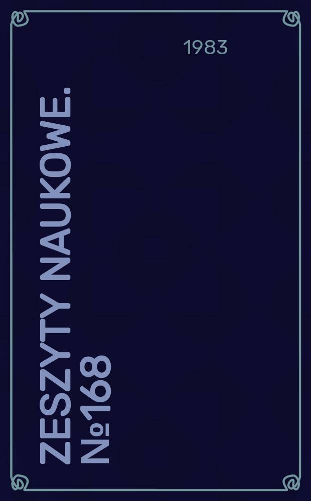 Zeszyty naukowe. №168 : (Prace z zakresu finansów)