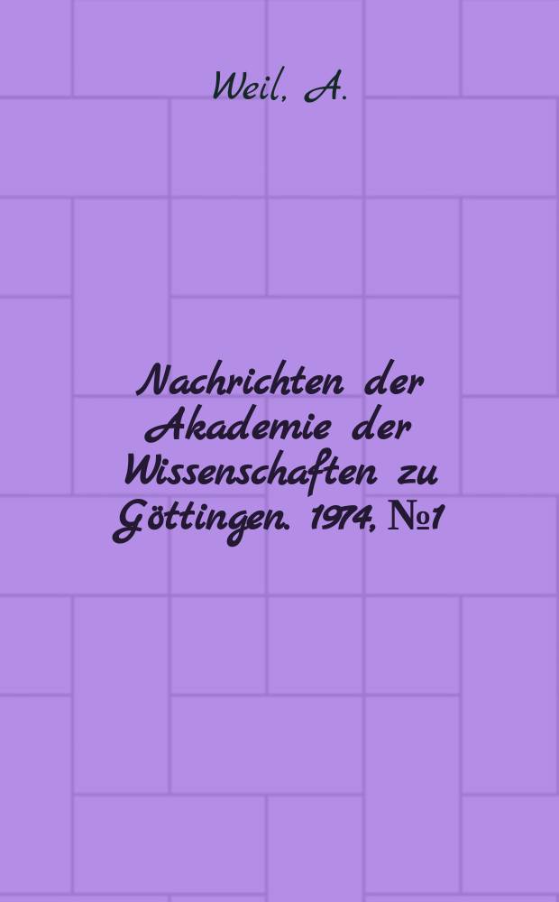 Nachrichten der Akademie der Wissenschaften zu Göttingen. 1974, №1 : Sommes de Jacobi et caractères de Hecke