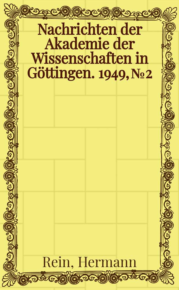 Nachrichten der Akademie der Wissenschaften in Göttingen. 1949, №2 : Über die Beeinflussung von Hypoxybiosen durch Milz und Leber bei Haifischen