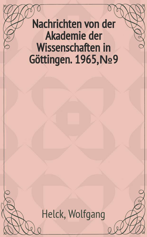 Nachrichten von der Akademie der Wissenschaften in Göttingen. 1965, №9 : "Vater der Väter"