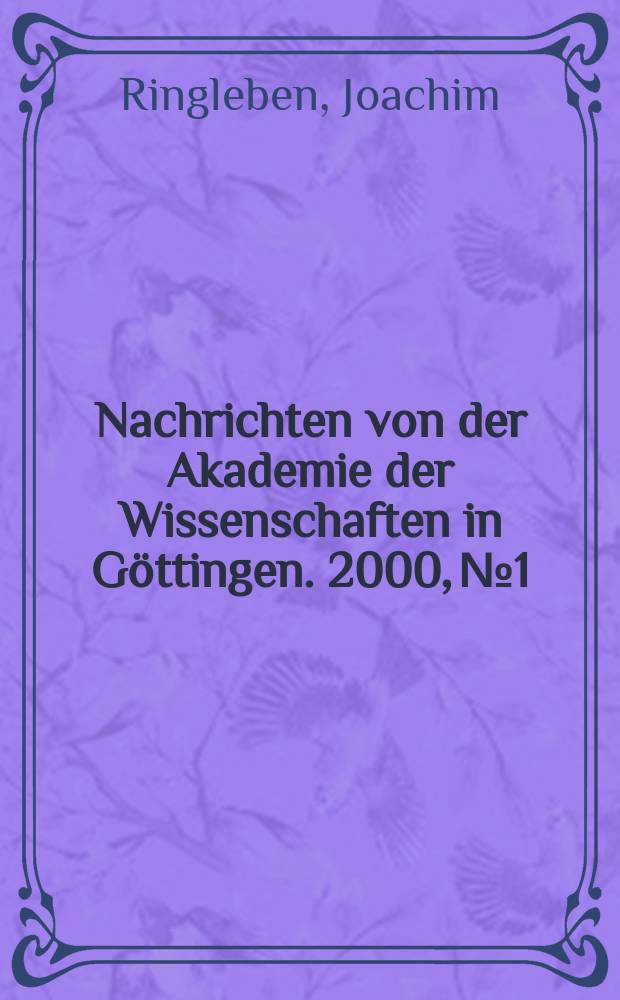Nachrichten von der Akademie der Wissenschaften in Göttingen. 2000, №1 : Erfahrung Gottes im Denken