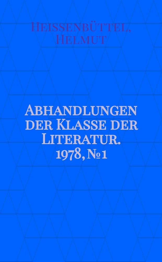 Abhandlungen der Klasse der Literatur. 1978, №1 : Mümmelmann oder Die Hasendämmerung