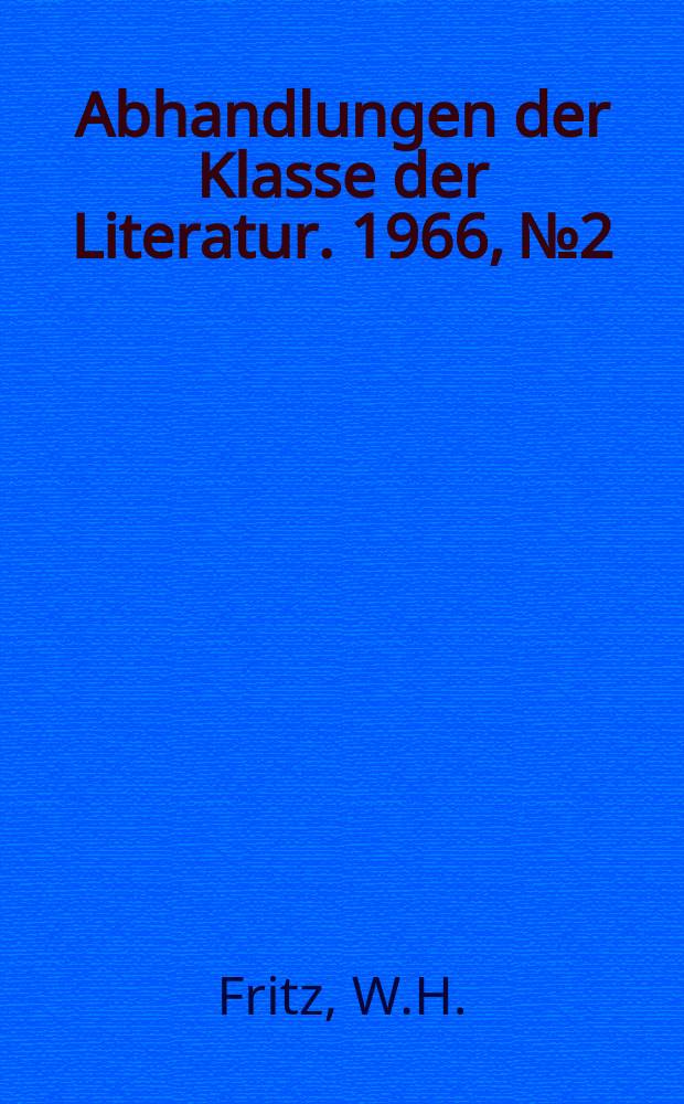 Abhandlungen der Klasse der Literatur. 1966, №2 : Jean Cayrols "lazarenische" Prosa