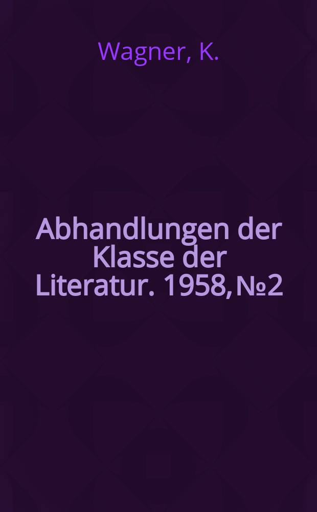 Abhandlungen der Klasse der Literatur. 1958, №2 : Stimme des Dichters